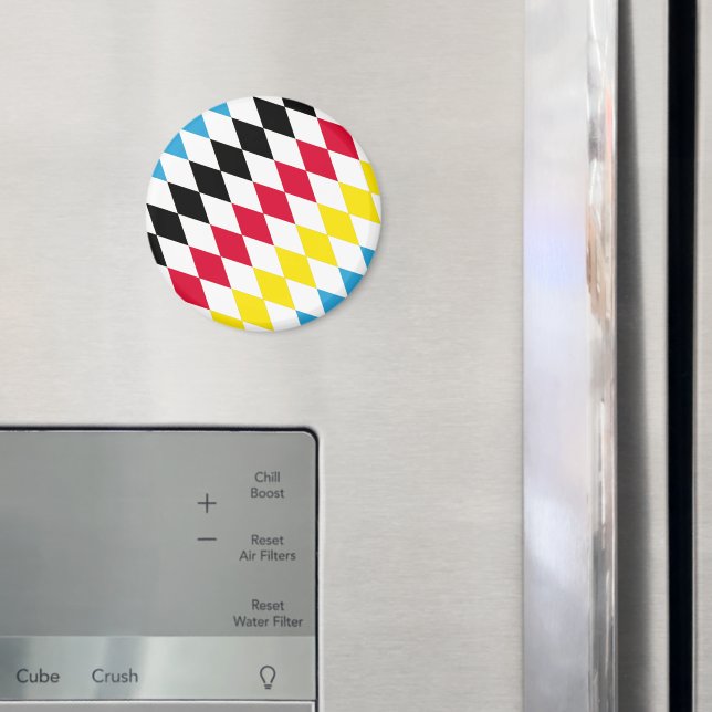 Black Red Yellow Blue Bavaria Diamond Flag Pattern Magnet (In Situ (Fridge))