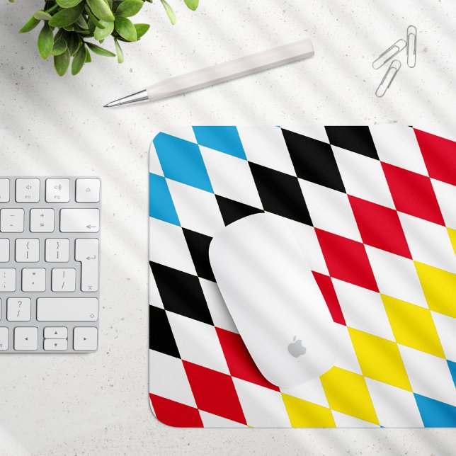 Black Red Yellow Blue Bavaria Diamond Flag Pattern Mouse Mat (Creator Uploaded)