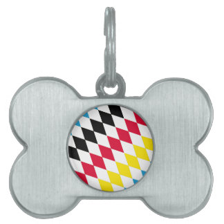 Black Red Yellow Blue Bavaria Diamond Flag Pattern Pet ID Tag