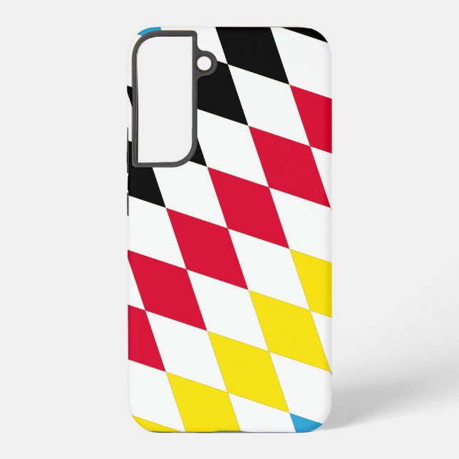 Black Red Yellow Blue Bavaria Diamond Flag Pattern Samsung Galaxy S22+ Case (Back)