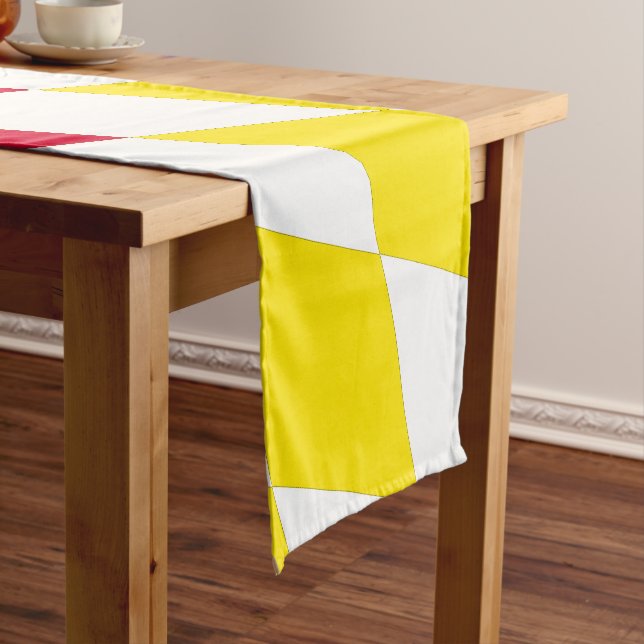 Black Red Yellow Blue Bavaria Diamond Flag Pattern Short Table Runner (In Situ)