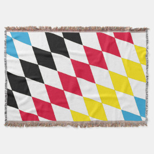 Black Red Yellow Blue Bavaria Diamond Flag Pattern Throw Blanket