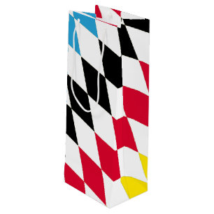 Black Red Yellow Blue Bavaria Diamond Flag Pattern Wine Gift Bag