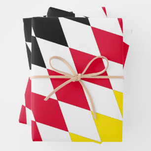 Black Red Yellow Blue Bavaria Diamond Flag Pattern Wrapping Paper Sheet