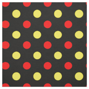 Black Red Yellow Polka Dots Design Fabric