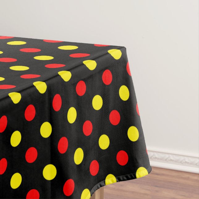 Black  Red Yellow Polka Dots Design  Tablecloth (In Situ)