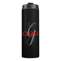 Black Red Your Name Initial Monogram Modern