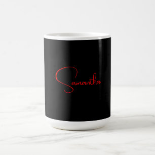 Black Red Your Name Minimalist Modern Calligraphy Coffee Mug