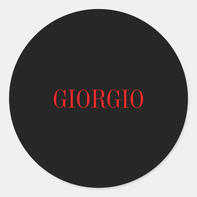 Black Red Your Name Minimalist Personal Modern Classic Round Sticker (Front)