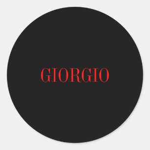 Black Red Your Name Minimalist Personal Modern Classic Round Sticker