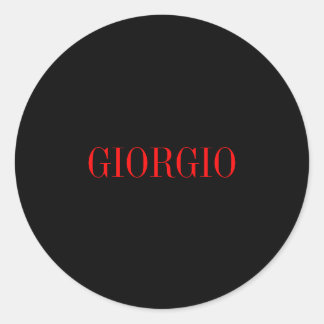 Black Red Your Name Minimalist Personal Modern Classic Round Sticker