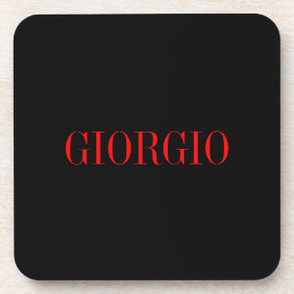 Black Red Your Name Minimalist Personal Modern Coaster