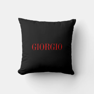 Black Red Your Name Minimalist Personal Modern Cushion