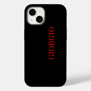 Black Red Your Name Minimalist Personal Modern iPhone 14 Case