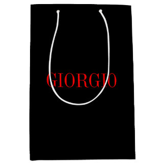 Black Red Your Name Minimalist Personal Modern Medium Gift Bag