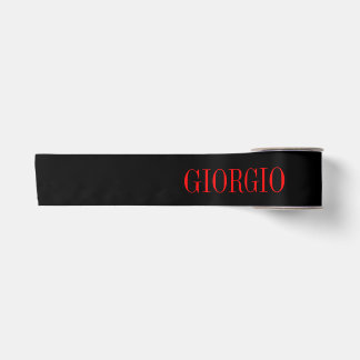 Black Red Your Name Minimalist Personal Modern Satin Ribbon