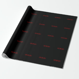 Black Red Your Name Minimalist Personal Modern Wrapping Paper
