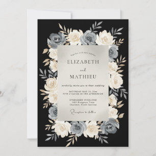 Black Refined Evening Wedding Invitation