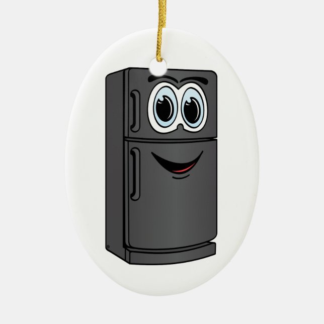 Black Refrigerator Cartoon Ceramic Tree Decoration (Front)
