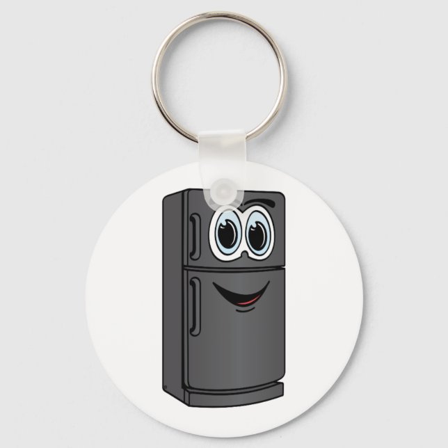 Black Refrigerator Cartoon Key Ring (Front)