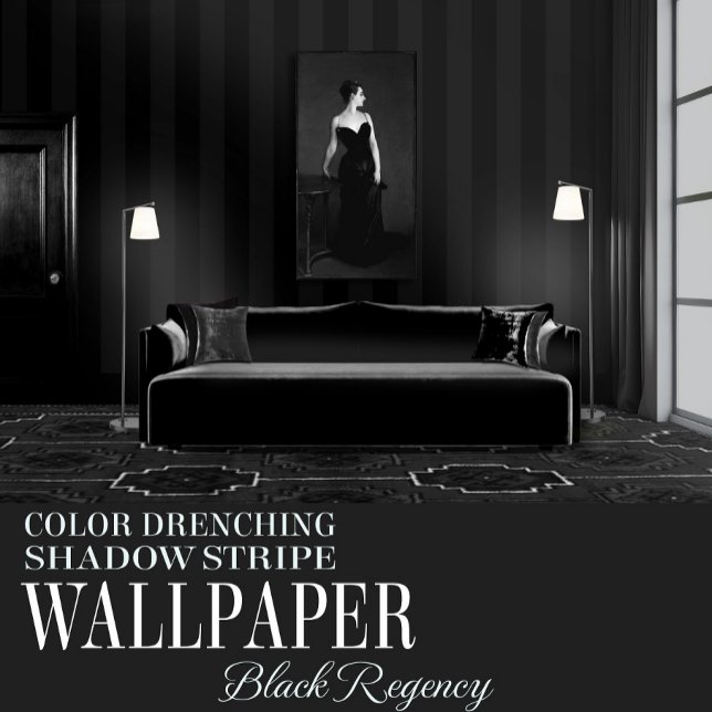 Black Regency Six Inch Shadow Stripe Wallpaper (Creator Uploaded)