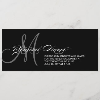 Black Rehearsal Dinner Invitation Monogram