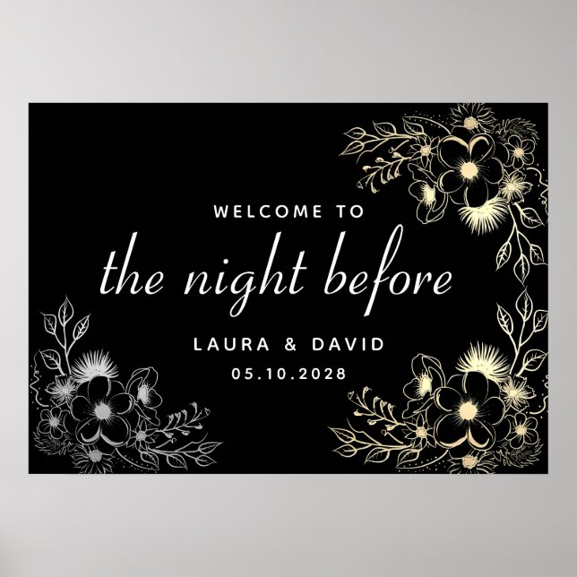 Black Rehearsal Dinner Welcome Poster (Front)