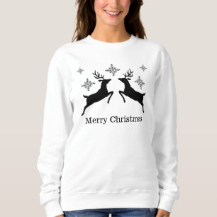 Black Reindeers And Snowflakes Merry Christmas Sweatshirt