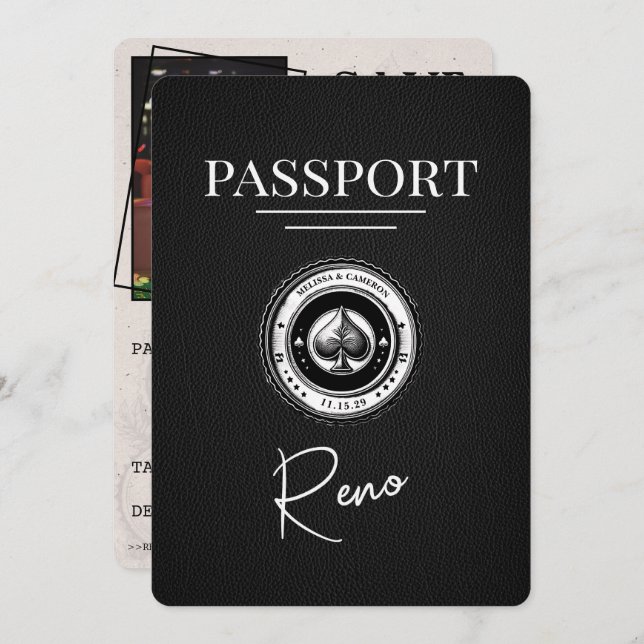 Black Reno Passport Save The Date (Front/Back)