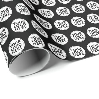 Black Repeating Business Logo Wrapping Paper