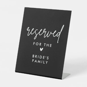 Black Reserved Bridal Family Wedding Table Signs
