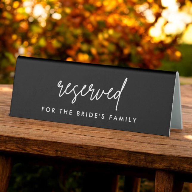 Black Reserved Bride's Family Wedding Table Signs (Creator Uploaded)