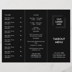 Black Restaurant Logo Takeout Menu Design