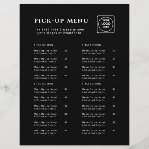 Black Restaurant Takeout Menu Flyer   Custom Logo 
