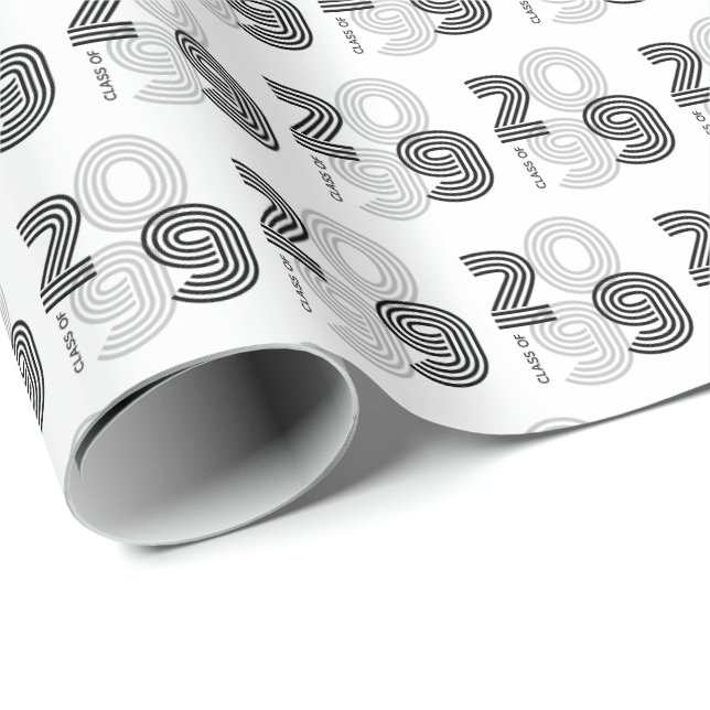 Black Retro Big Numbers Class of Wrapping Paper (Roll Corner)