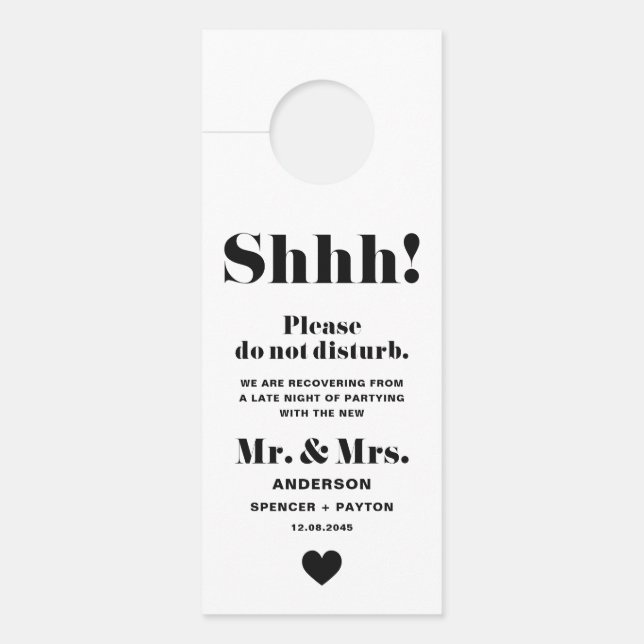 Black Retro Bold Typography Do Not Disturb Wedding Door Hanger (Front)