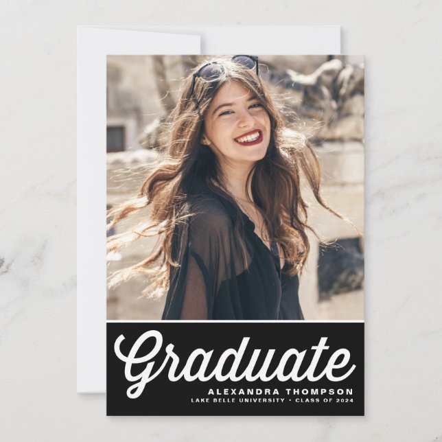 Black Retro Bold Typography Graduation Invitation (Front)