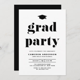 Black Retro Bold Typography Graduation Party Invitation