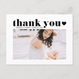 Black Retro Bold Typography Graduation Thank You Postcard
