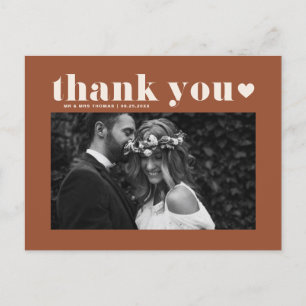 Black Retro Bold Typography Wedding Thank You Postcard