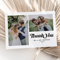 Black Retro Calligraphy Two Photo Wedding