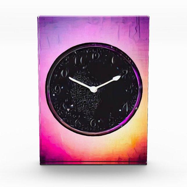 Black Retro Clock Face Photo Block (Front)