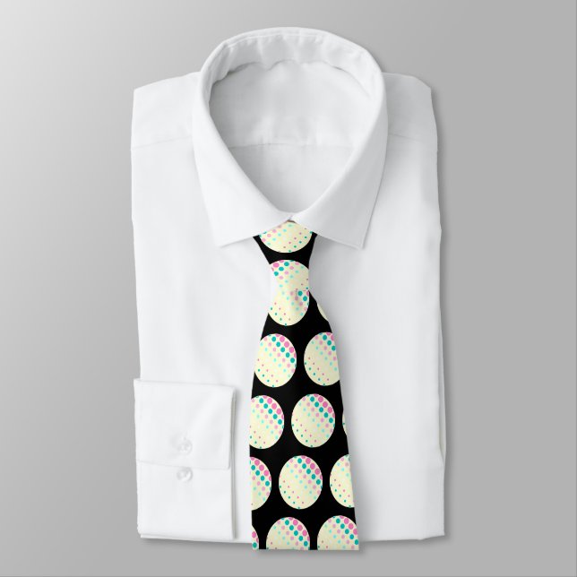 Black Retro Dots Tie (Tied)