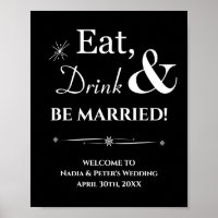 Black Retro Eat Drink Be Married Welcome Wedding
