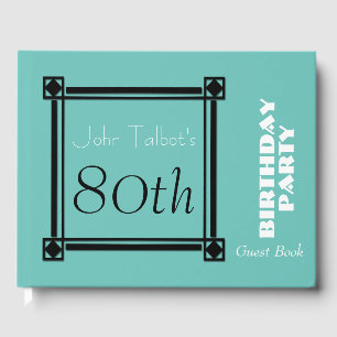 Black Retro Frame 70th Birthday Party Guest Book