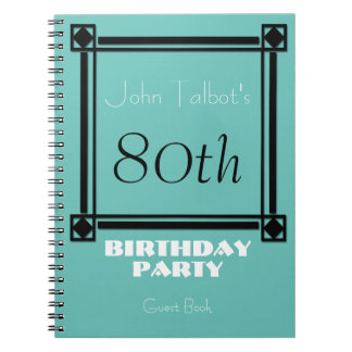Black retro frame 80th Birthday Party Guest Book