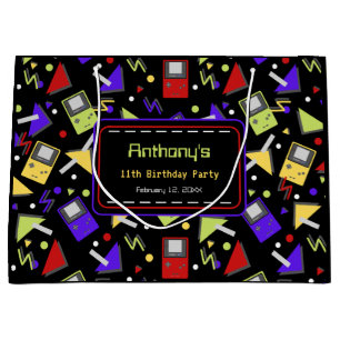 Black Retro Gaming Large Gift Bag