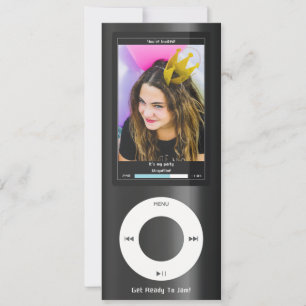Black Retro Music Player II Birthday Invitation