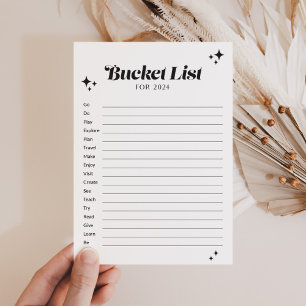 Black Retro New Year's Bucket List for 2024 Card