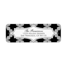 Black Retro Star Address Label
